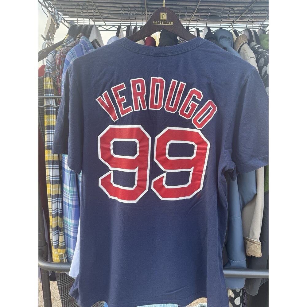 Boston Red Sox T-Shirt M Men's Blue Short Sleeve Cotton Comfort Nike #99 Verdugo - Picture 4 of 4